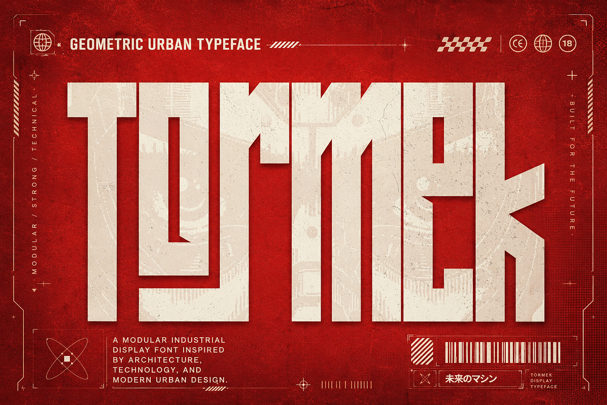 Tormek - Industrial Display Font, a Sans Serif Font by Letterara (Photo 1 of 14)