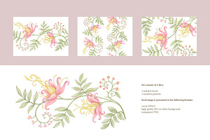 Gloriosa Seamless Patterns & Element