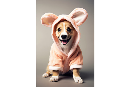 Cute, happy Puppy Dog in a Bunny, an Animal Photo by Neirfy