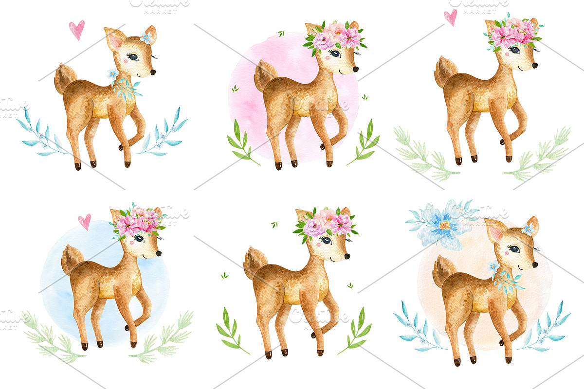 Deers Watercolor Set, a Background Graphic by Irene_Boiko_ART (Photo 8 of 11)