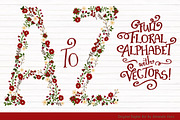 Christmas Floral Alphabet Clip Art, an Illustration by Amanda Ilkov (Thumbnail 1 of 5)