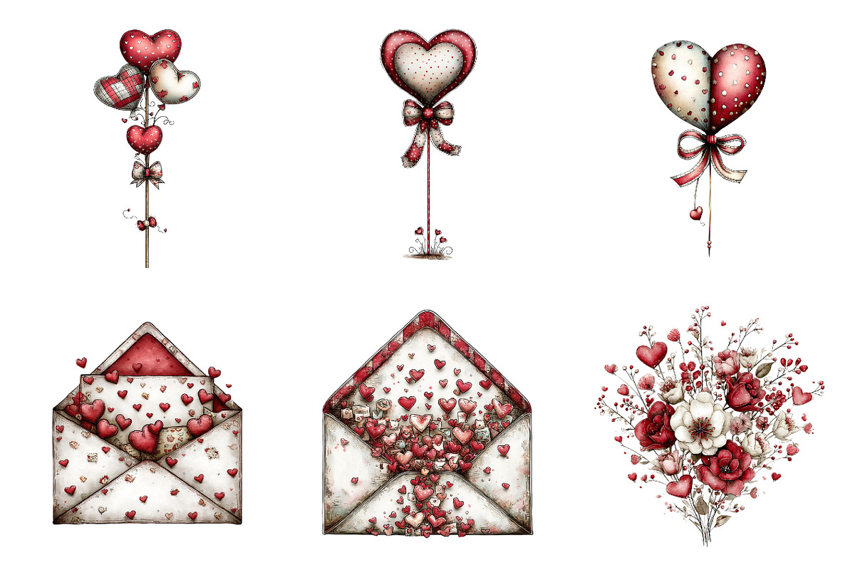 Whimsical valentines day clip art, an Illustration by SinaCreation (Photo 5 of 11)