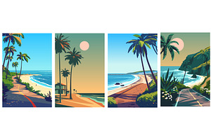 California beach landscape posters, an Illustration by Valerie Bodnar
