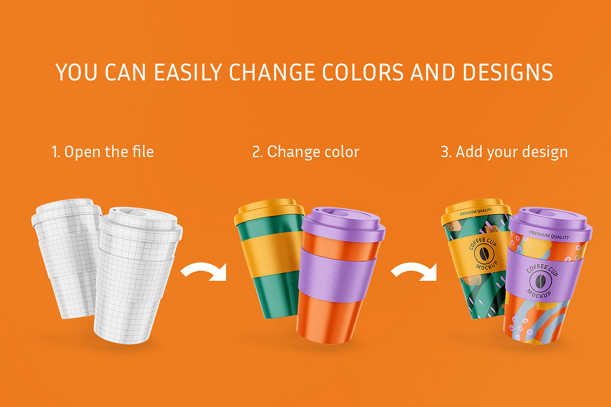 Reusable Coffee Cups Mockup, a Cups & Container Mockup by ShooShooShop (Photo 3 of 5)