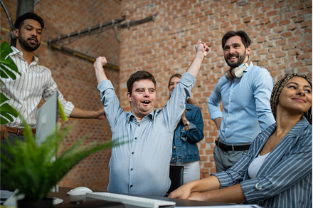 Happy down syndrome man with, a Person Photo by HalfPoint