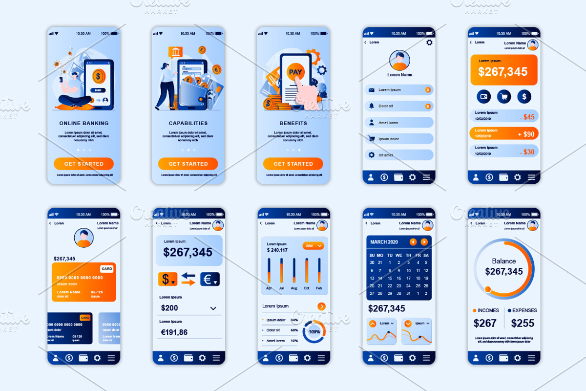 Mobile App UI Kit Template, a Templates & Theme by alexdndz (Photo 3 of 21)