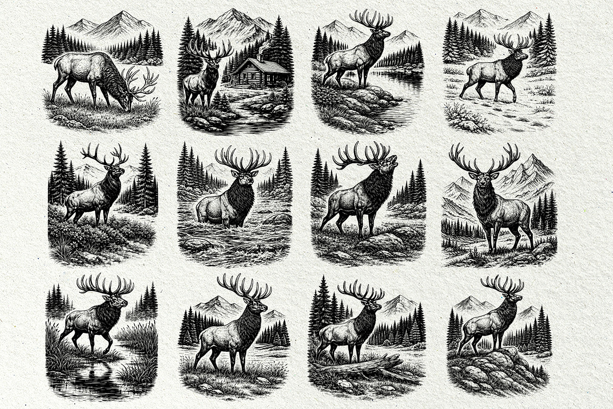 Elk Scenes SVG Graphics, an Animal Illustration by DENIDigitalArtSudio (Photo 2 of 6)
