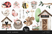 Cute garden watercolor clipart set, an Animal Illustration by Estudio 812 (Thumbnail 1 of 8)
