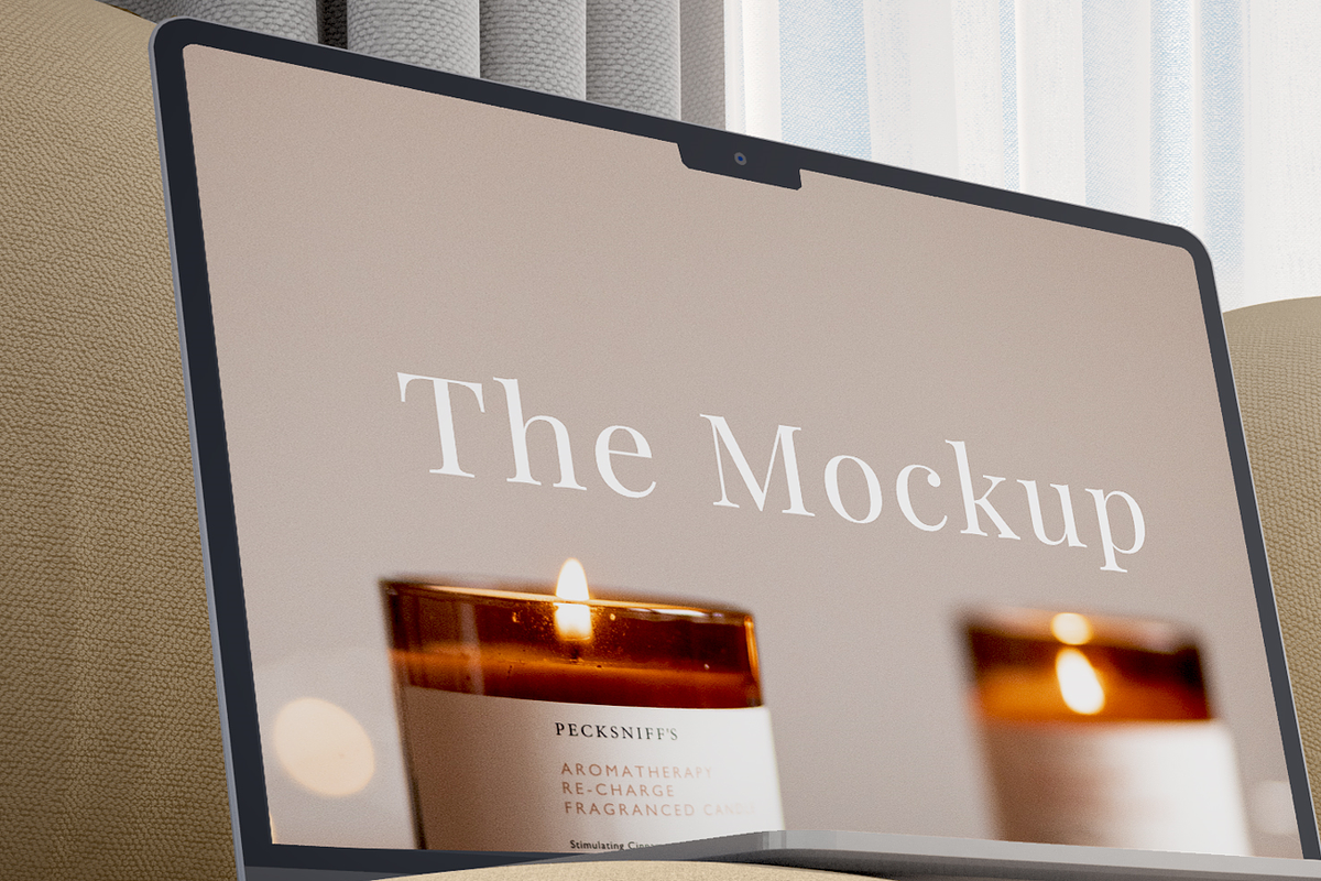 Laptop Mockup on Sofa – Cozy&Elegant, a Device Mockup by Art-Jek.std (Photo 4 of 4)