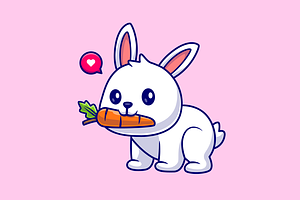 Cute Rabbit Bite Carrot Cartoon, an Animal Illustration by Catalyst Labs