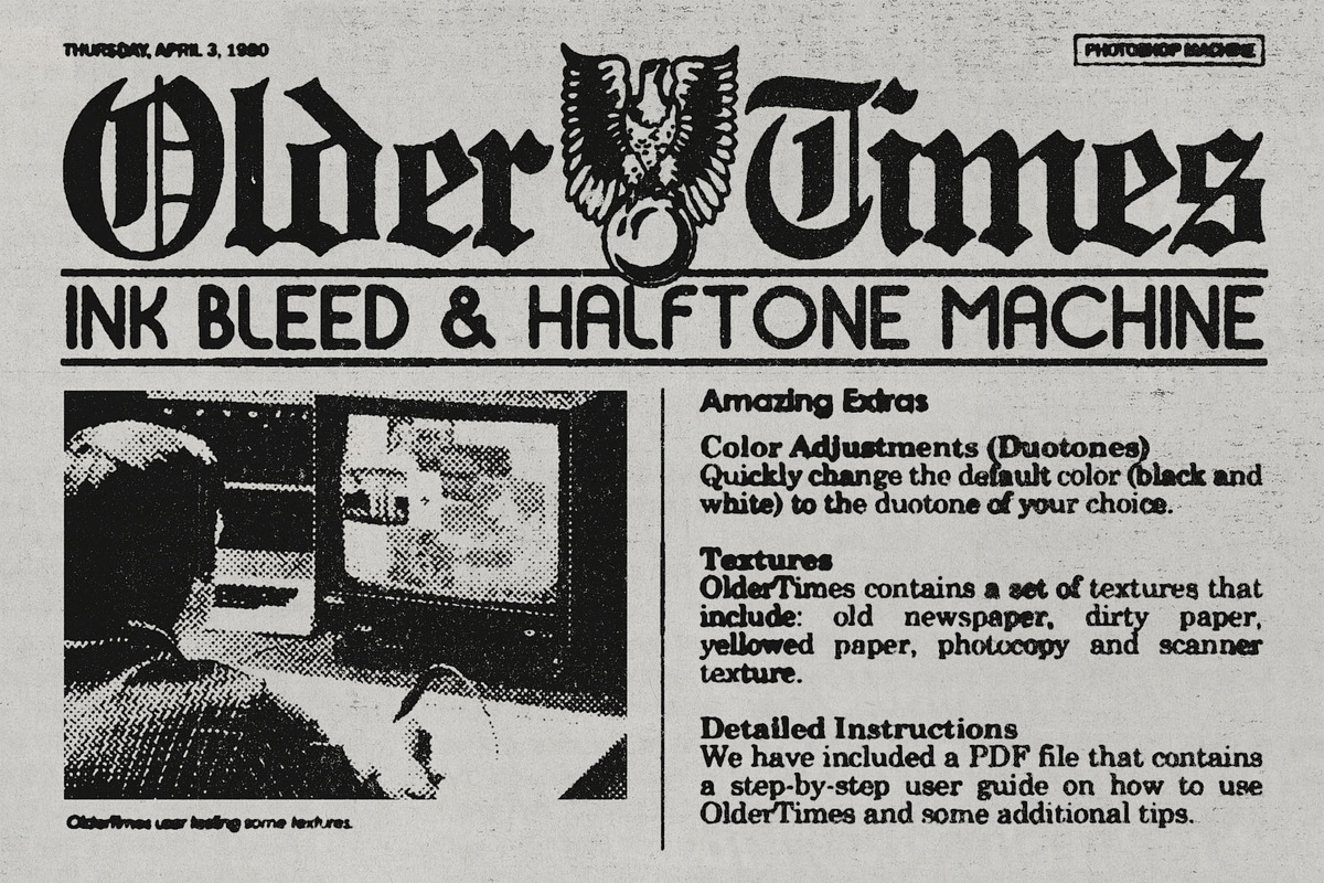 OlderTimes | Ink Bleed + Halftone, a Layer Style Add-On by Thundr Co. (Photo 4 of 9)