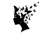 Woman Butterfly Hair Silhouette, an Object Illustration by yasushie (Thumbnail 16 of 31)