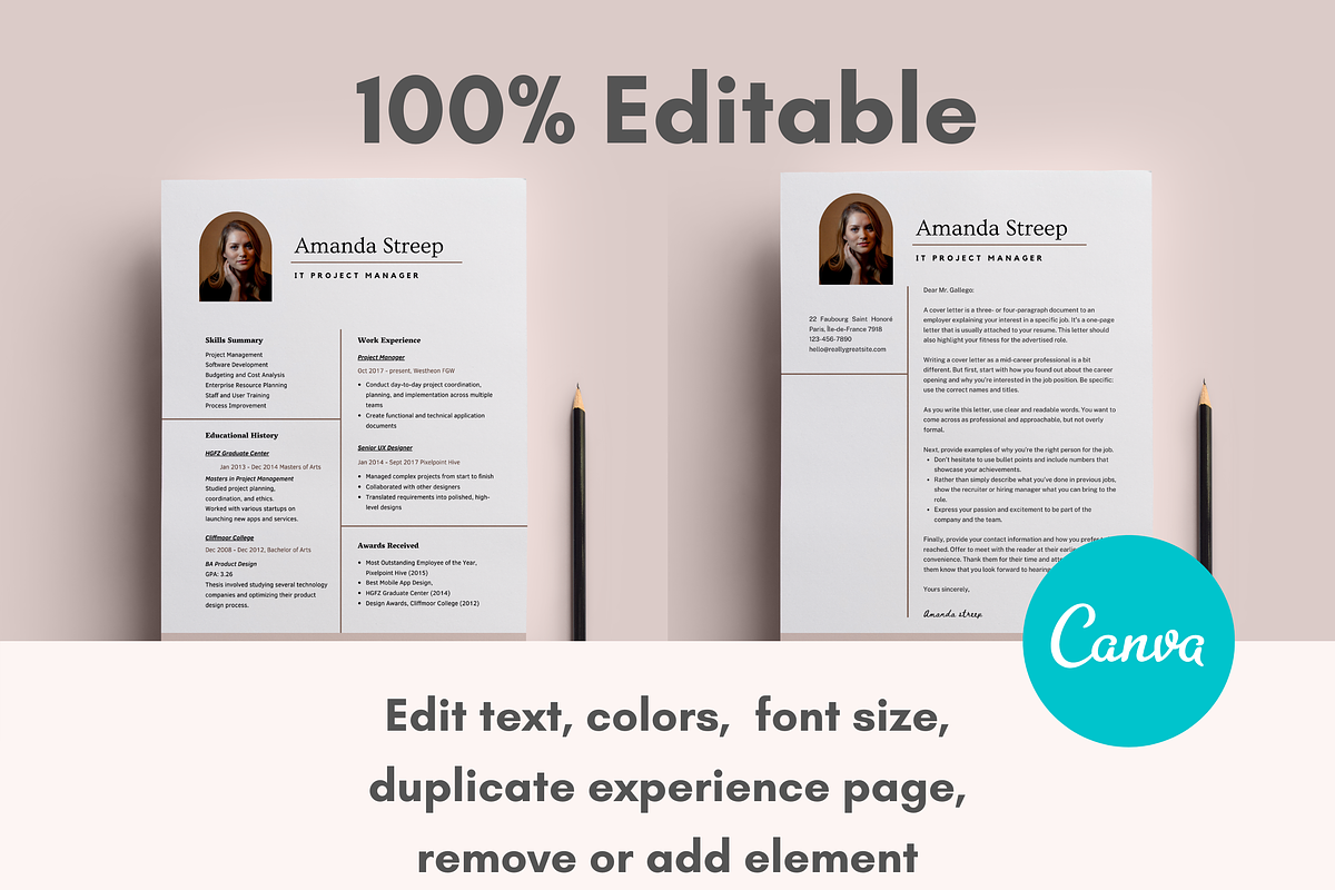 Minimalist CV Resume Canva template