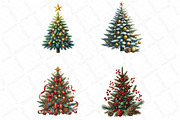 Christmas Tree Clipart Bundle, an Illustration by DreamPrint404 (Thumbnail 3 of 4)