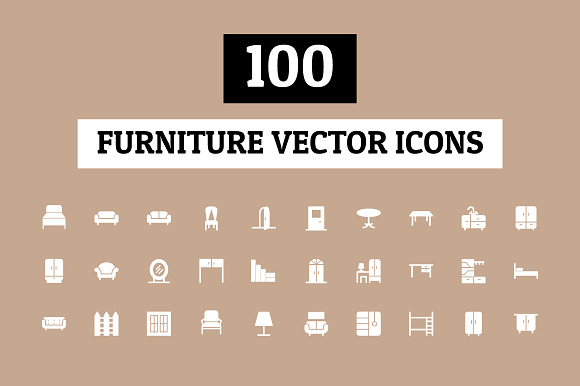 100 Furniture Vector Icons