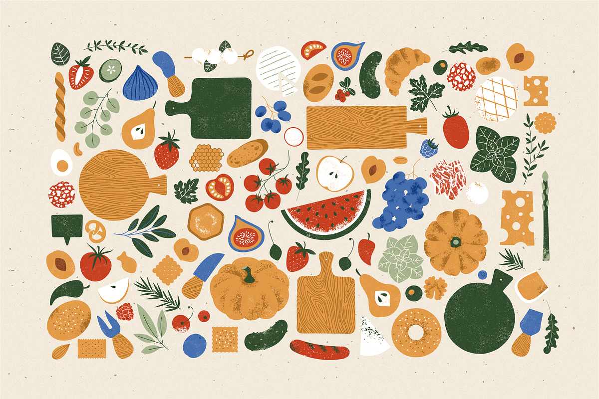 Charcuterie illustrations, a Food Illustration by adehoidar (Photo 2 of 11)
