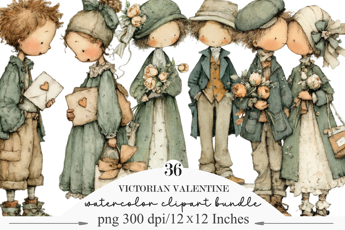 Victorian Valentine Bundle Clipart, an Illustration by Designking (Photo 1 of 5)