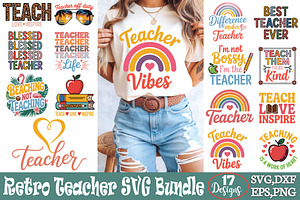 Retro Teacher SVG Bundle, an Object Graphic by DollarSmart