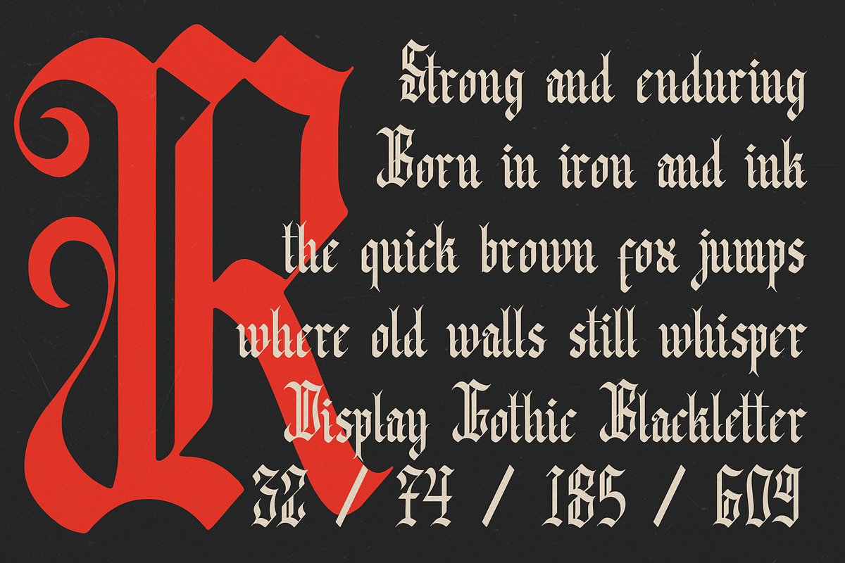 Pelysska Display Gothic Blackletter, a Blackletter Font by Denustudios (Photo 6 of 12)