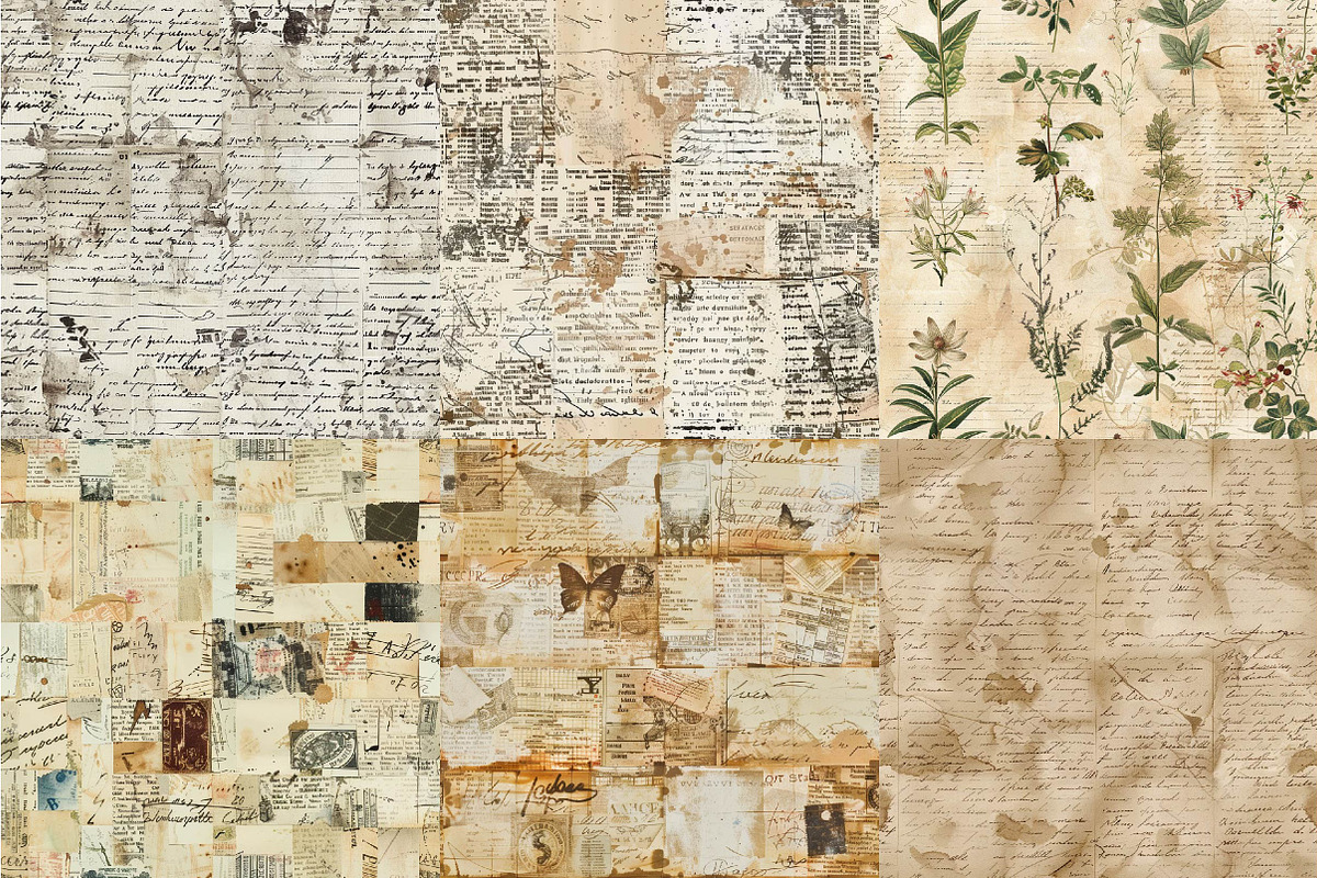 A4 Antique Text Digital Paper, a Texture Illustration by DreamPrint404 (Photo 3 of 5)