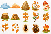 Fall Camping Clipart Woodland Animal, a Seasonal Illustration by SugarCloudStudioArt (Thumbnail 5 of 10)