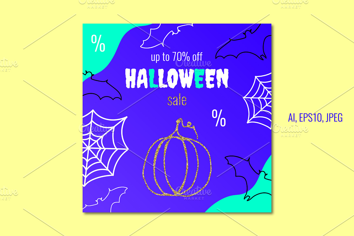 Halloween Sale Flyer Vector, a Flyer Template by kh_cat