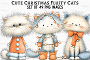 Cute Christmas Fluffy Cats, an Illustration by Craft Nest (Thumbnail 1 of 6)