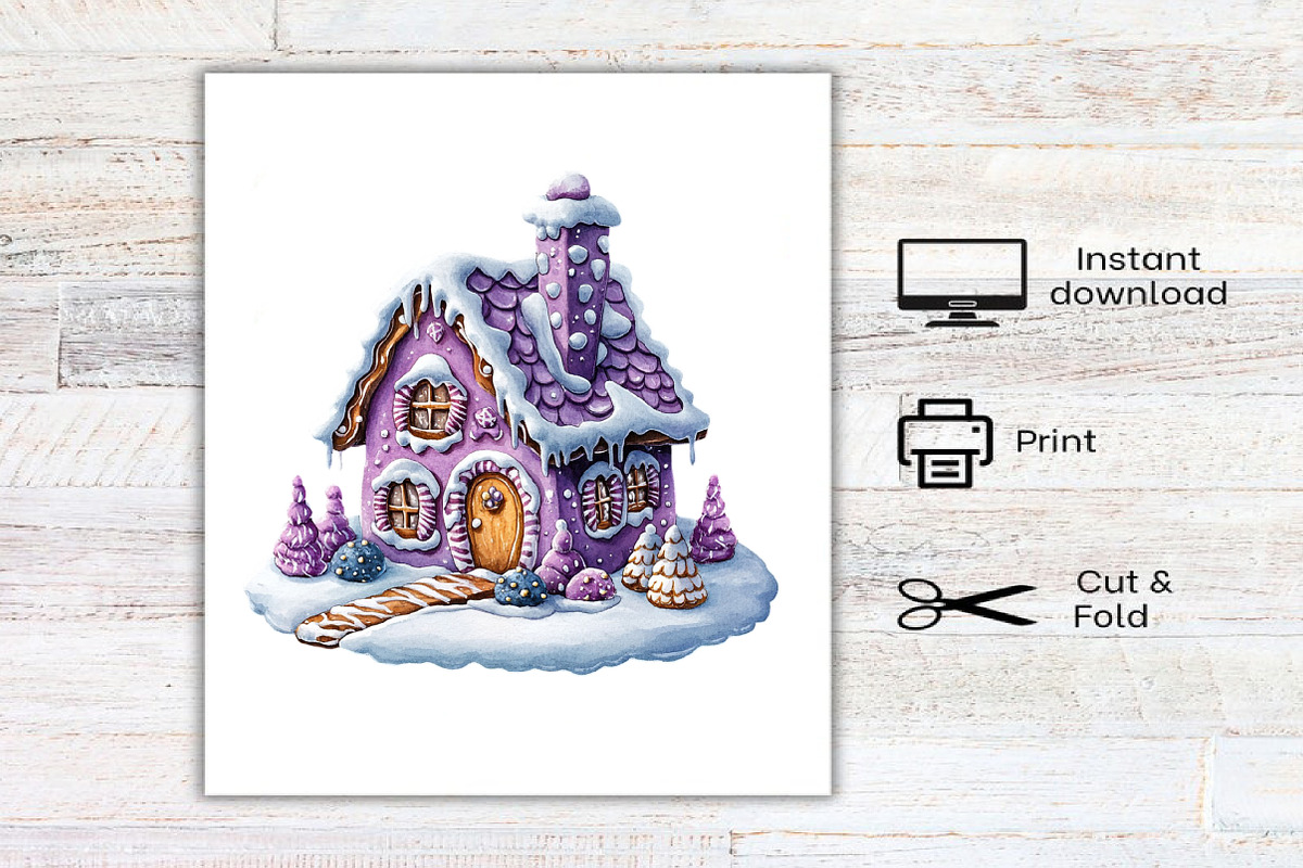 Watercolor Purple Christmas Clipart, an Illustration by Canvas Craft (Photo 2 of 7)