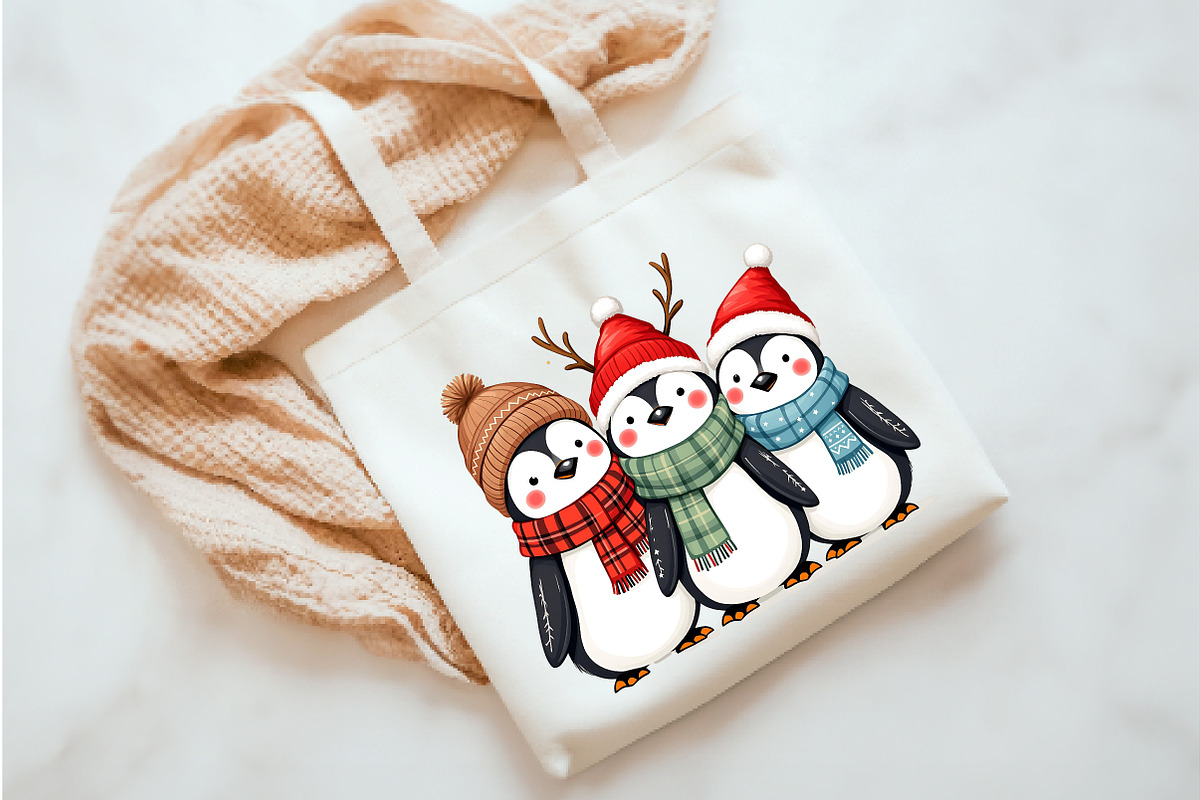 Just A Merry Penguin Christmas Png, an Illustration by Watercolor design (Photo 2 of 3)