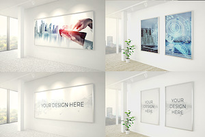 Office Wall Decoration Mockup Set