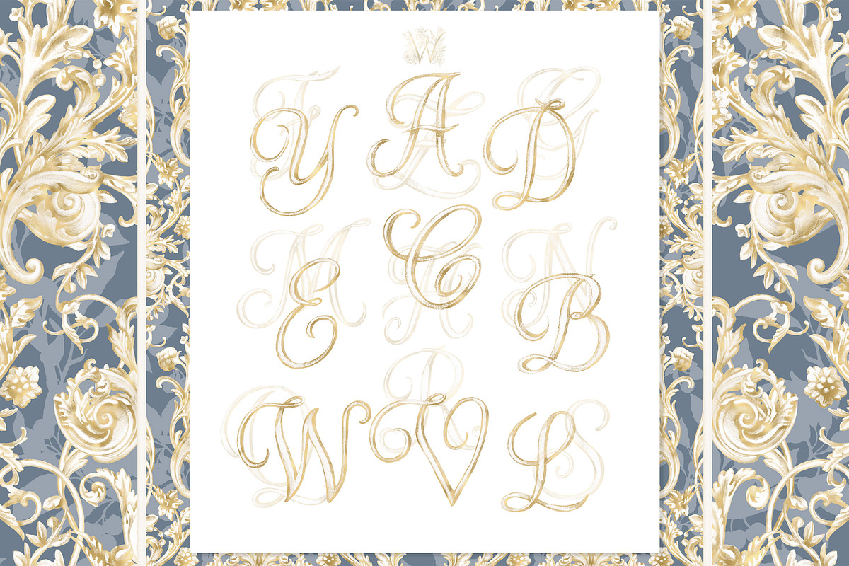 Gold Wedding Crest Watercolor Set, a Decorative Illustration by WonderWonder (Photo 4 of 9)
