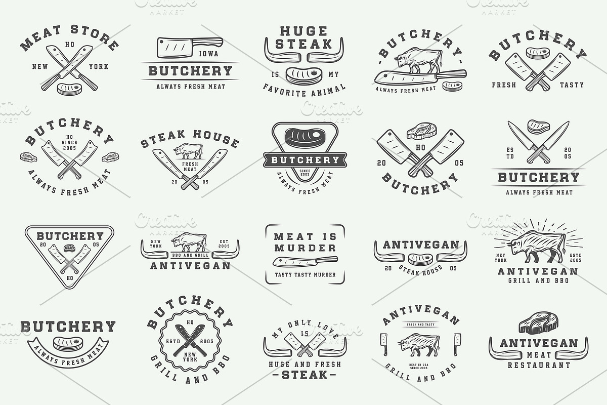 Vintage butchery emblems, a Branding & Logo Template by AkimD (Photo 10 of 15)