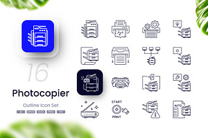 Photocopier Outline Icons, an Outline Icon by cidcud_graphic
