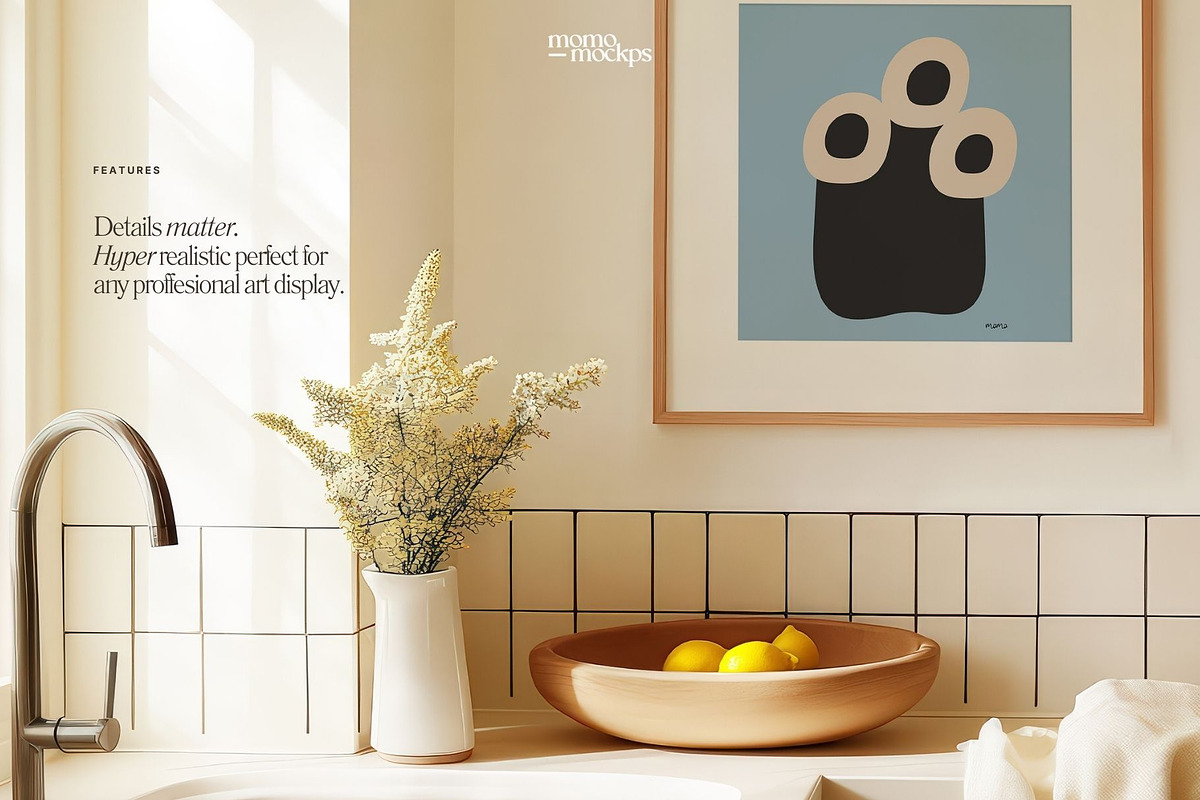 Square 1:1 Frame Mockup Kitchen PSD, a Household Mockup by momomockps (Photo 3 of 11)
