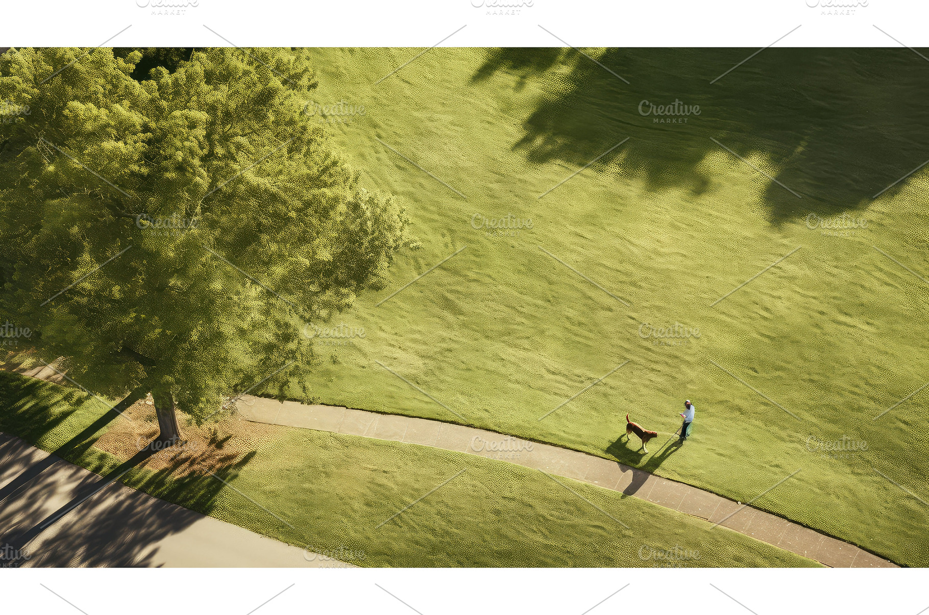 leash top view of walking dog ai, an Animal Photo by pikepicture