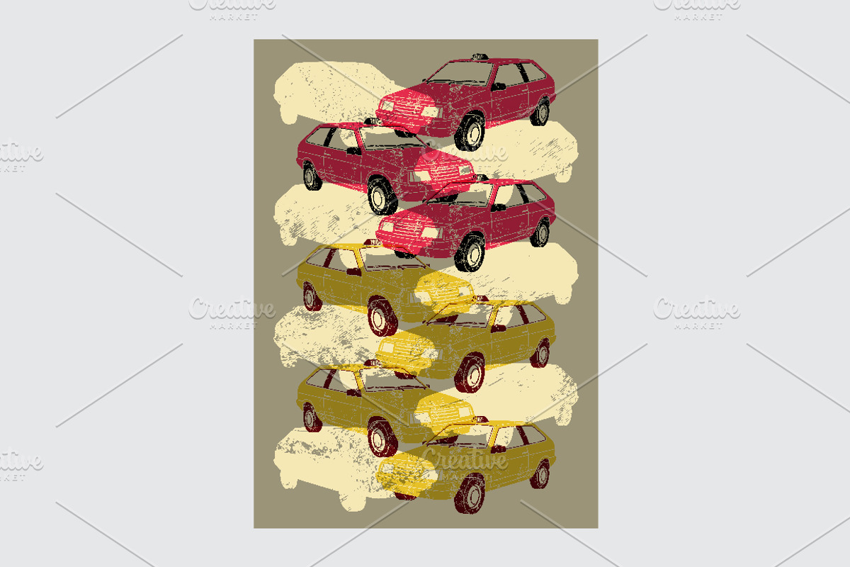 Taxi retro grunge vector poster set., a Transportation Illustration by PoPaShop (Photo 10 of 15)