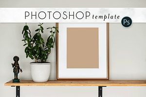 Gold Frame on Shelf Mockup