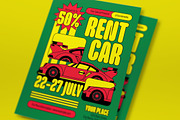 Green Quirky Rent Car Flyer Set, a Flyer Template by graphicook (Thumbnail 2 of 3)