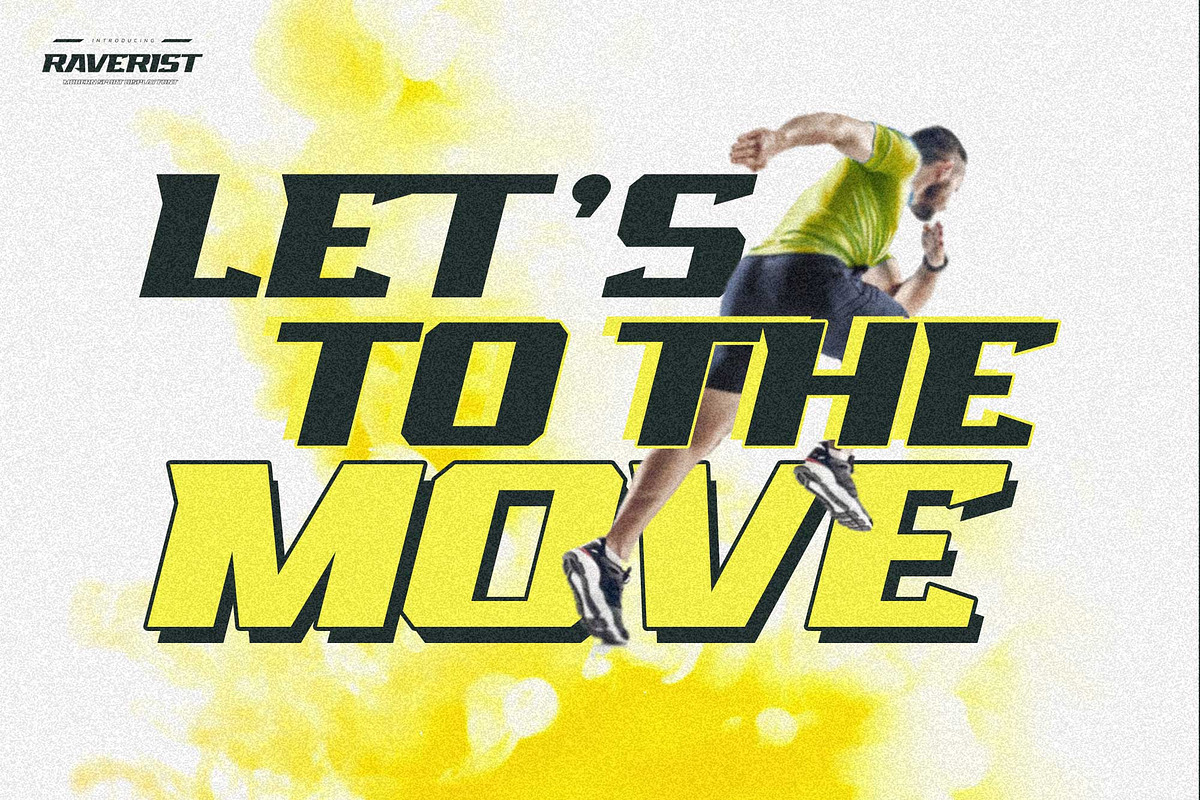 RAVERIST - Modern Sport Display Font, a Sans Serif Font by Gassstype (Photo 5 of 8)