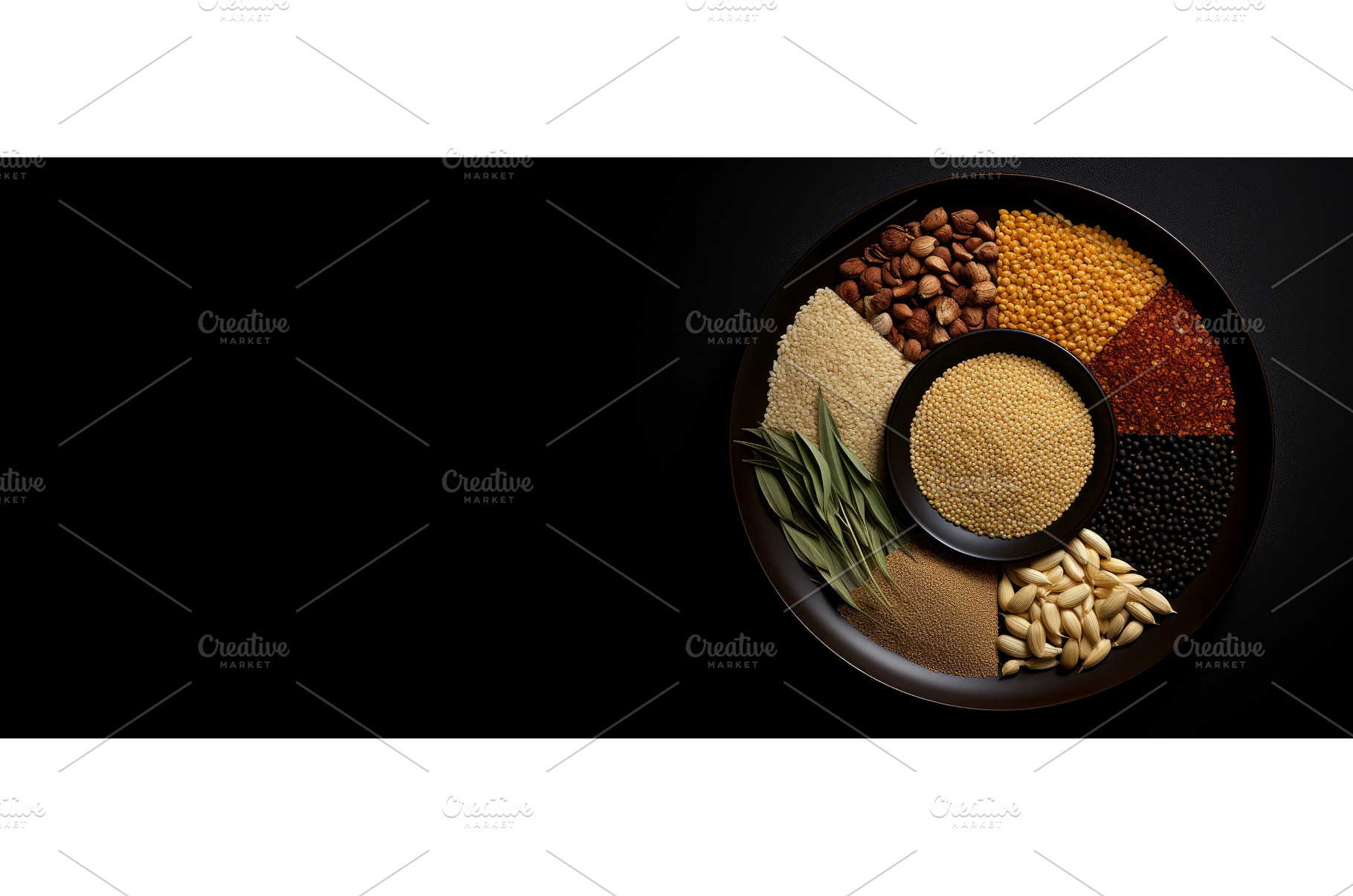 Grains plate. Generate Ai, a Food & Drink Photo by Ylivdesign