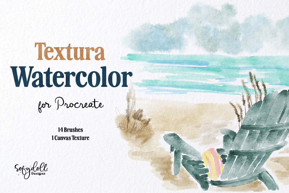 Textura Watercolor for Procreate, a Brushes & More by Sofydoll Designs (Photo 1 of 6)
