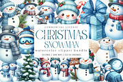Watercolor Christmas Snowman Clipart, an Illustration by SinaCreation (Thumbnail 1 of 7)