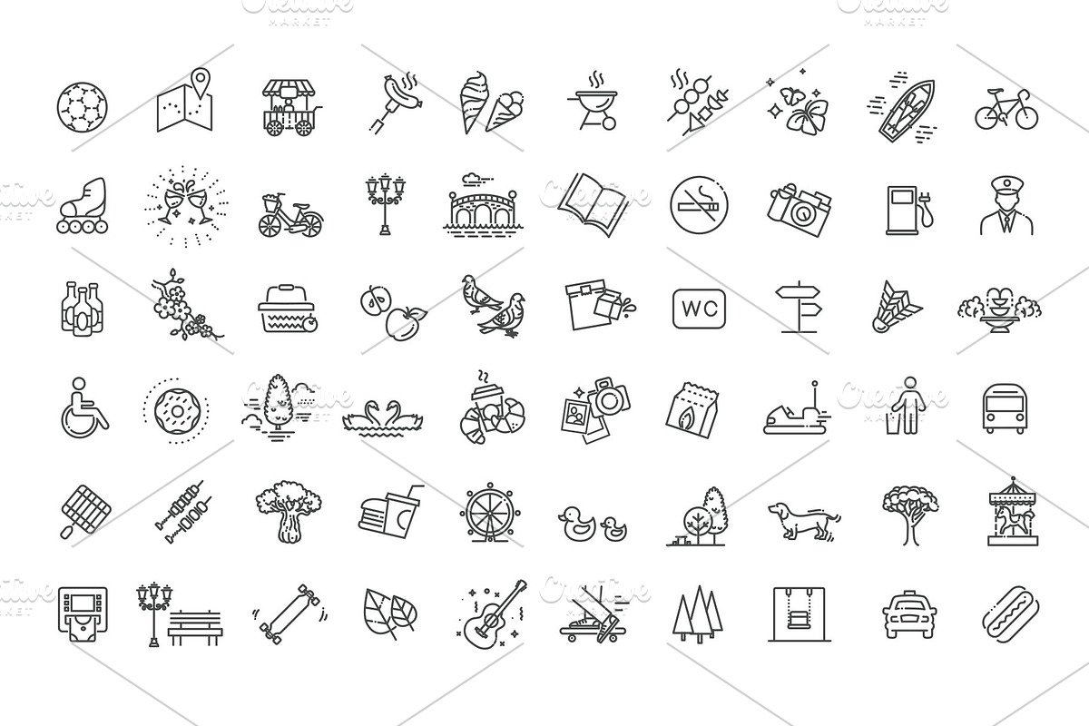 City Park Icons Set, an Outline Icon by Tettygreen (Photo 1 of 2)