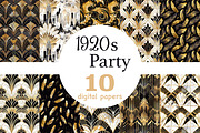 1920s Party Papers | Black and Gold, a Pattern Graphic by GlamArtZhanna (Thumbnail 1 of 3)
