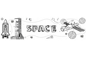 Space Elements Vector Banner