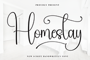 Homestay | Script Font, a Handwritten Font by Scratchones (Thumbnail 1 of 9)