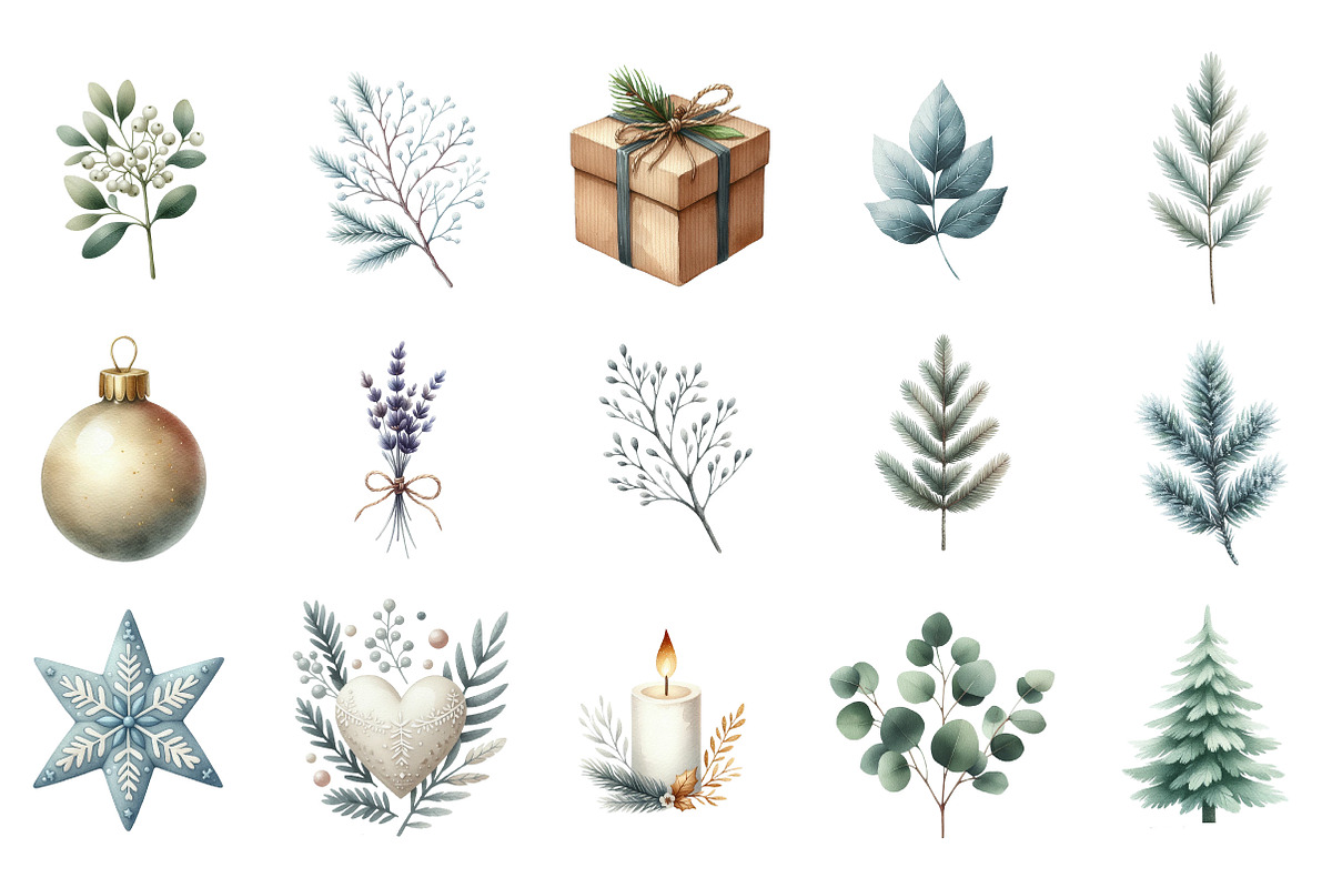 Minimal Winter Holiday Elements, an Illustration by Designking (Photo 3 of 5)