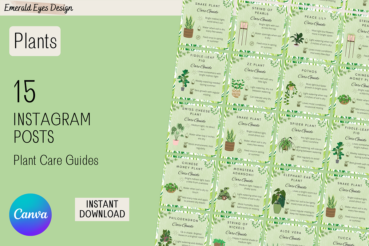 210 Canva Plant Instagram Bundle, a Social Media Template by Emerald Eyes Design (Photo 2 of 13)