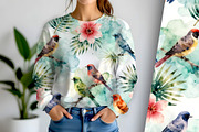 Colorful Watercolor Birds Seamless, a Pattern Graphic by Sharon Schwalbe (Thumbnail 1 of 6)
