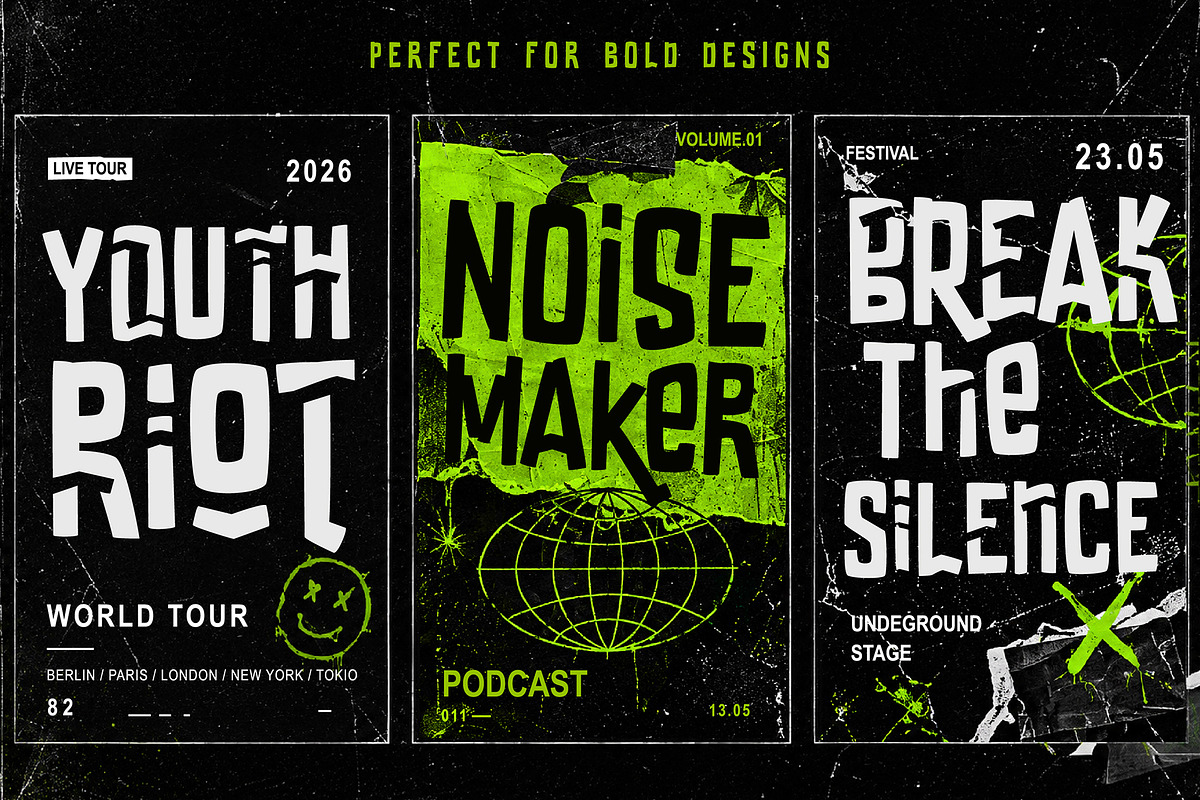 Static Panic – Chaotic Display Font, a Sans Serif Font by chekart (Photo 3 of 10)